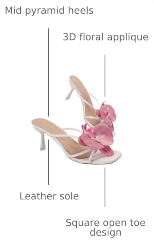 Image of MakeMeChic Women's Open Toe Floral Kitten Heels Flower Summer Beach Sandals