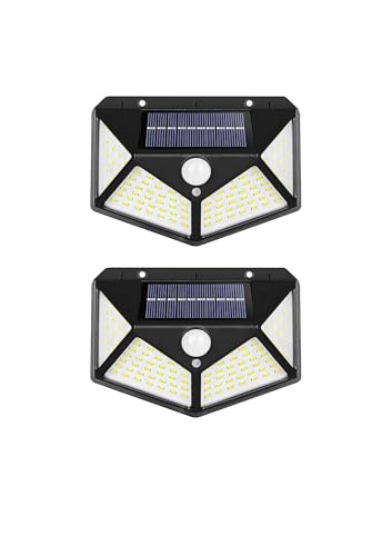 Image of Btag Solar Motion Sensor Sun-Powered 114 LED Wall Light | 1W Wireless Waterproof LED Outdoor Lamp with 120 Degrees Angle Lighting | Wall-Mounted Security Light for Garden,Pathway, Yard. Pack of 2 (XL)