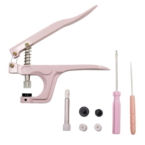 Snaps Zangen,Kleidungs Druckknopfzange,Metall Druckknopfzangen,T5 Druckknopf Zange Starke Druckknopfzange Hochleistungs Druckknopfzange Nähwerkzeug Knöpfe Werkzeug für Stoffpolster(Rosa)