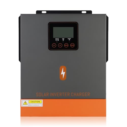 PowMr 1500W Solar Hybrid Wechselrichter, Eingebauter 40A MPPT-Ladegerät 24Vdc auf 230Vac Reine Sinus Welle Off Grid Solar Wechselrichter, Max PV 600W/DC 150V Input für 12/24V Blei-und Lithiumbatterien