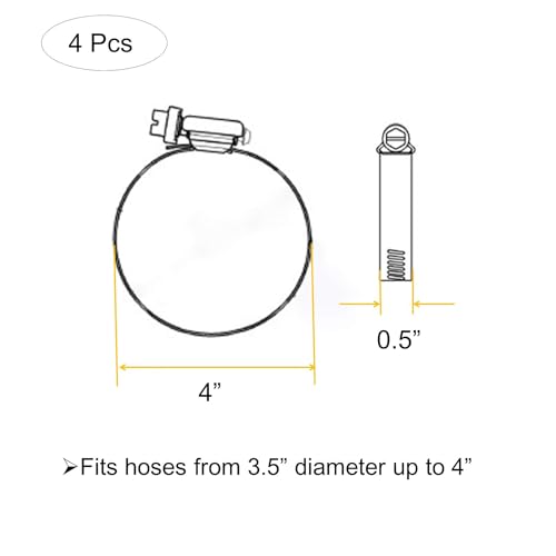 Image of Upgraded Version 4 inch (Diameter) Thicken Adjustable 304 Stainless Steel Duct Clamps Pipe Clamp Air Ducting Clamp worm drive hose clamps (4Pcs, 91mm-114mm)