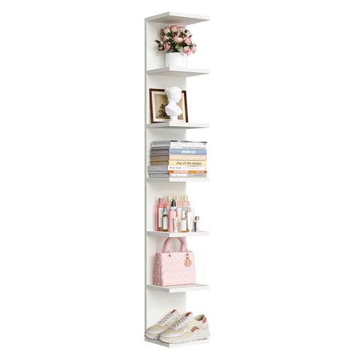 upsimples 7-Tier Floating Wall Shelf, White Wall Mounted Display and Storage Shelf, Decorative...