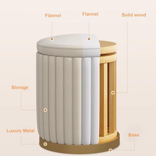 Pouf de rangement rond en velours rose avec base dorée chic - 4