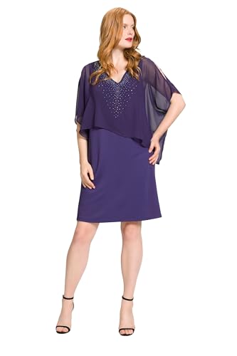 Ulla Popken, Damen, große Größen, Kleid mit Chiffonüberwurf, Strass und...