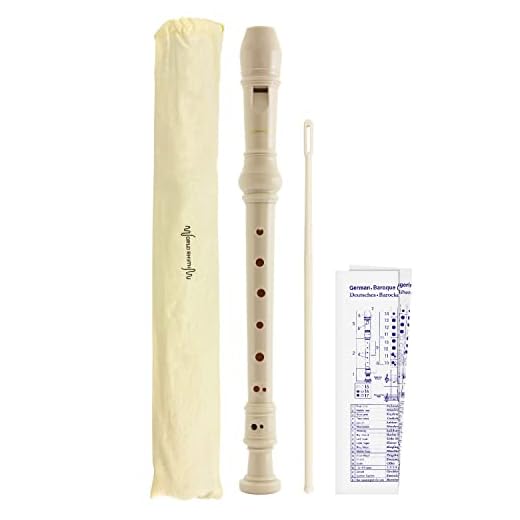 World Rhythm WR-807 - Flauta escolar con bolsa, varilla de limpieza y tabla de digitación - Soprano - Dedos en inglés/barroco - Blanco