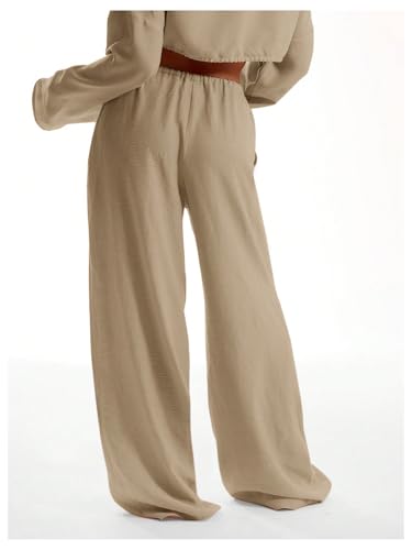 Womens Linen Pants Wide Leg Loose Cotton Swimsuit Coverups Summer Pants Beach Vacation Outfits Pure Apricot M2