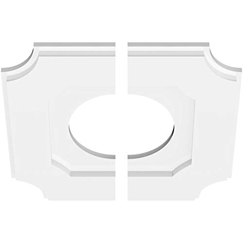 Image of Ekena Millwork CMP14LE2-06000 Locke Architectural Grade PVC Contemporary, Two Piece Urethane Ceiling Medallions 14 inchOD x 6 inchID x 8 1 /4 inchC x 1 inchP