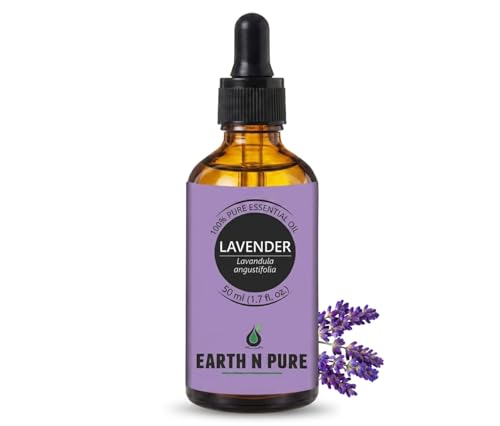 Image of Earth N Pure Lavender Essential Oil Sleep & Relaxation | GC /MS Tested | Rich in Linalool & Linalyl Acetate for Diffuser, Skin & Hair - 50ml
