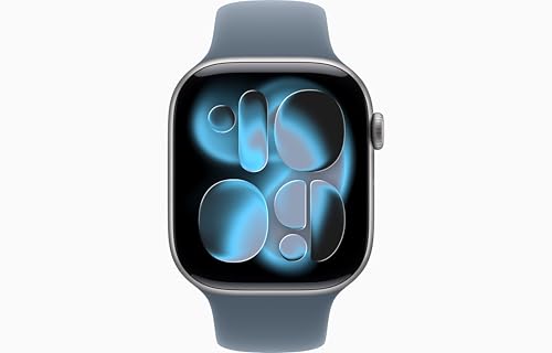 Image of Apple Watch Series 11 [GPS, 46mm] Space Gray Aluminum Case with Anchor Blue Sport Band, M /L (Renewed)