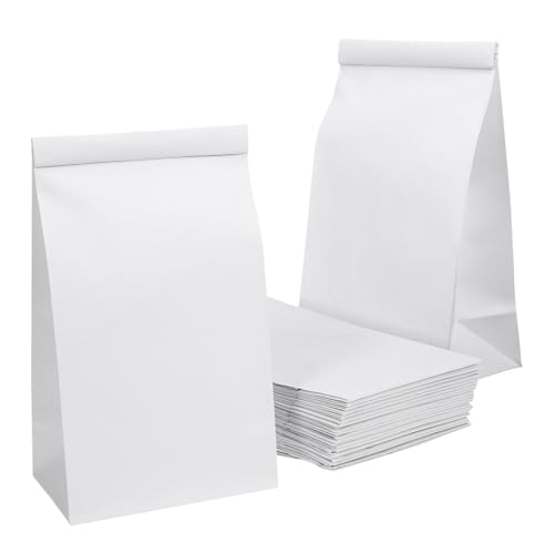 ROMISBABA 25 piezas Bolsas de Vómito Blancas Desechables Unidades y Sellables Resistentes para Viajes Coche Mareo Embarazo y Uso Infantil Hechas de Papel Ecológico Biodegradable