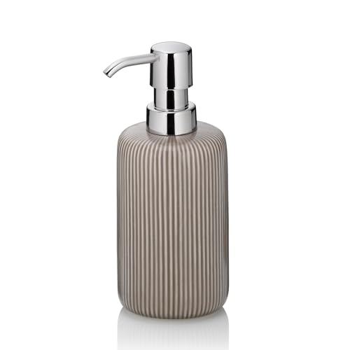 kela Seifenspender 350 ml AVA, Seifenspender grau, Keramik, Pumpflasche, Spülmittelspender nachfüllbar, glänzend