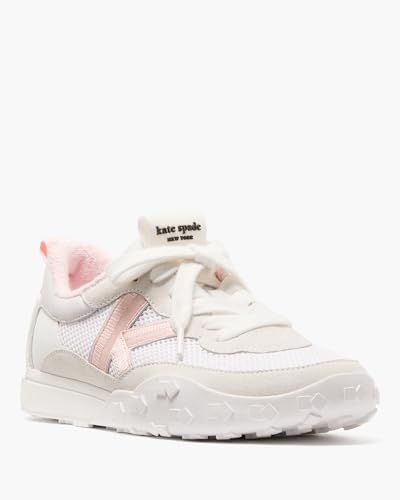 kate spade new york Women's K as in Kate Sneaker, True White/Pastry Pink Multi, 102