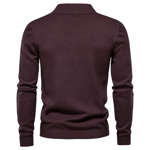 Men's Slim Fit Autumn Winter Sweater Thick Warm Crew Neck Solid Color Long Sleeve Pullover4