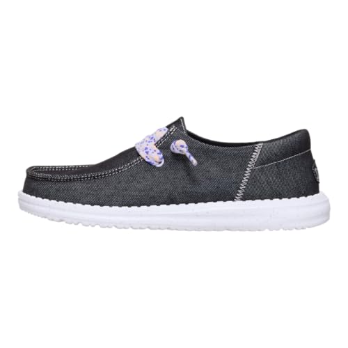 HEYDUDE Wendy Funk Friendship Lace Black Size 8, Women’s Shoes, Slip-on Loafers, Comfortable & Light-Weight