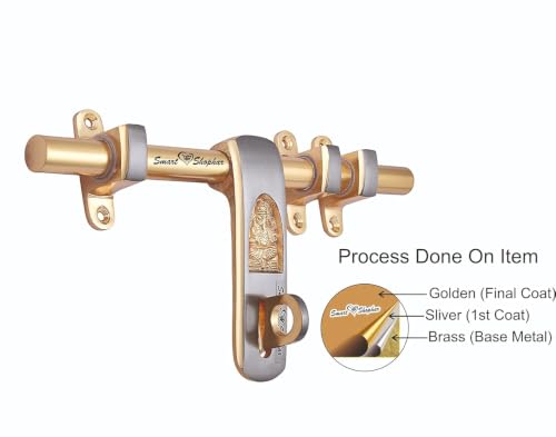 Image of SMART SHOPHAR Door Aldrop Latch Cave Ganesha Brass Aldrop - Tower Bolt Alternative - Main Door Hardware - Cabinet Bolt - - Gold Silver - Weather-Resistant - - Home Security Solid Brass Gold Silve...