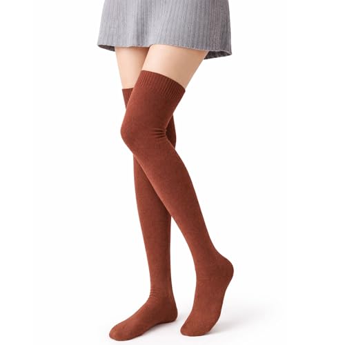 Image of Kaththai Wool Warm Thigh High Socks for Women | Soft & Breathable Knit Thermal Leg Warmers | Versatile Multi-Way Wear, Knee-Length | Winter & Fall Essential