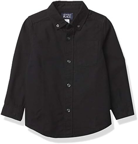 The Children's Place Baby Boys And Toddler Boys Long Sleeve Oxford Button Down Shirt,Black,6-9MONTHS