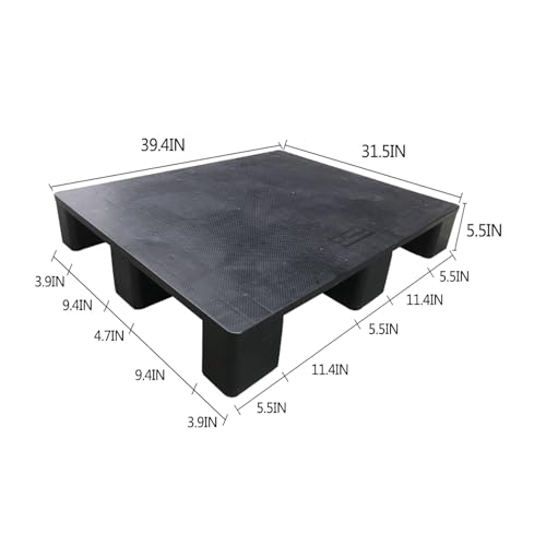 DurabLogistics Lot de palettes en plastique étanche avec contrôle de l'humidité Noir 100 x 80 x 14 cm