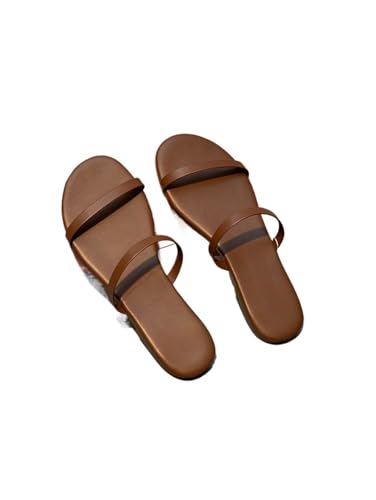 High heeled sandals Summer flip flops with thin straps for outdoor wear, open-toed flat heels, comfortable soft-soled sandals