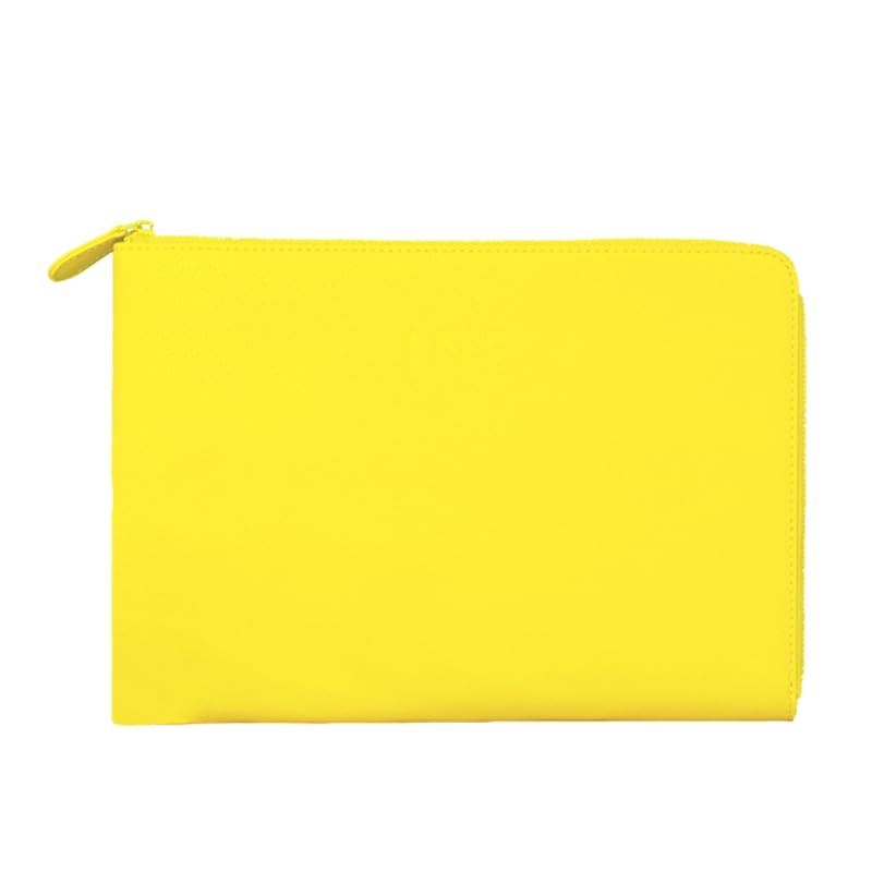 Xoopar - Laptophülle aus recyceltem Leder, 340 x 240 x 25 mm, ideal zum Transport und zum Schutz Ihres Computers in Aller Sicherheit und mit Stil – INE Laptop, Gelb