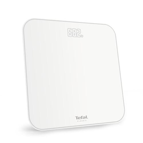 Tefal Classic 2.0, Pèse-personne, Grand écran invisible, Haute capacité 180kg, Design ultrat plat, Blanc, PP1901V0