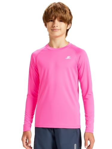 Image of DEVOROPA Youth Boys Compression Shirt Long /Short Sleeve Football Baseball Undershirt Quick Dry Kids Sports Baselayer Crewneck
