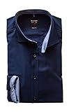 Kragenform: Royal Kent OLYMP Hemd Level 5 Five Body Fit, Gemustert, Langarm 64cm, Comfort Stretch, Royal Kent Kragen Dunkelblau 44