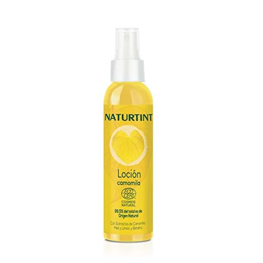 Naturtint. Loción en Spray de Camomila. Aclara Progresivamente el Cabello. ECOCERT. 99.5% Ingredientes naturales. Con Camomila, Miel y Limón. 125ml