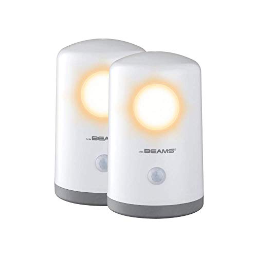 Mr Beams MB750A-WHT-02-00 Amber LED Stand Anywhere Light Night, White, 2 Each