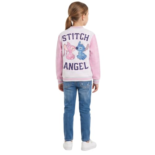 Image of Disney Stitch Angel Girls Varsity Jacket Bomber Coat Pink Sizes 4-16