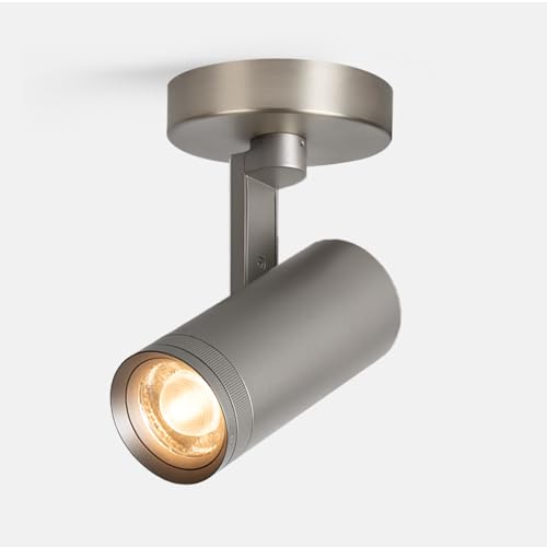 Image of Dimmable Zoomable Spot Lights Indoor Spotlight, 12W Adjustable Angle Ceiling Spotlights for Wall Art Corridor Living Room, Accent Lighting Brushed Nickel Finish - Warm White