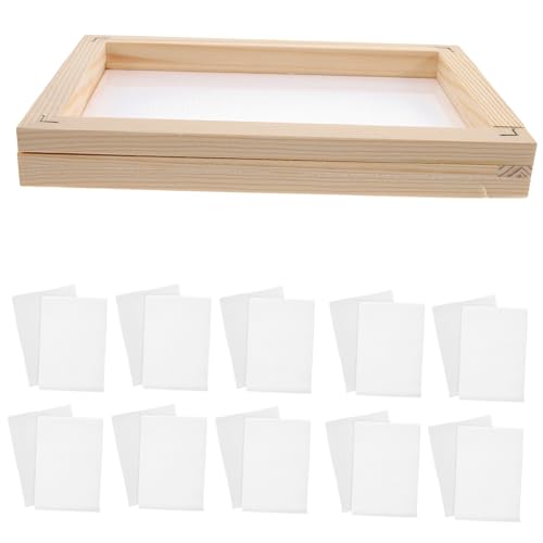 ULDIGI 21pcs DIY Paper Making Screen Kit Wooden Frame Mould for Crafts Educational Fun for Easy to Use Wash for Printing Patterns Shirts Bags