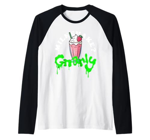 Milkshake? Gnarly Dripping Slime Cartoon Food Halloween Fun Raglan Baseball Tee
