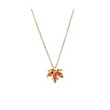 Modpide Gold Dainty Maple Leaf Necklace Autumn Maple Leaf Pendant Necklace Thanksgiving Gift Jewelry (zircon-gold)