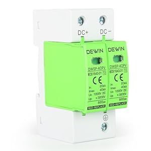 dewin dispositif de protection, 2p 40ka dc1000v parafoudre ménage photovoltaïque parasurtenseur dispositif de protection contre la foudre 35 mm montage sur rail din
