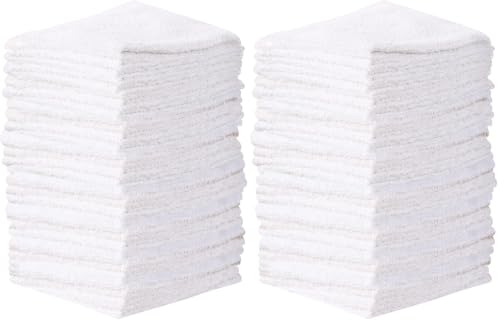 Image of Towel and Linen Mart 100% Cotton - 24 PK Wash Cloth Set - White Color Flannel Face Cloths, Highly Absorbent and Soft Feel Fingertip Towels (White, Pack of 48)