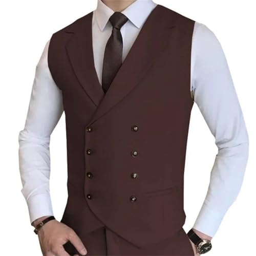 Men's Solid Color Double-Breasted Suit Vest – Formal Waistcoat For Wedding, Party, Or Business3