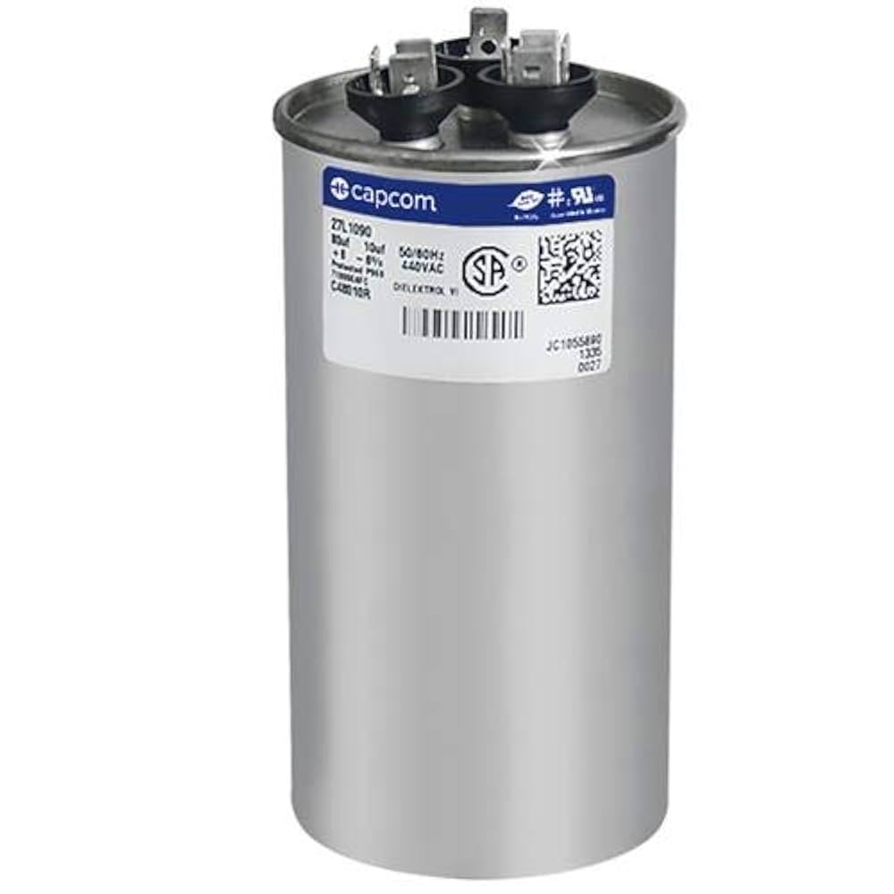 80 + 10 uF MFD x 440 VAC Replaces 12117 Dual Capacitor Round