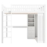 lit mezzanine blanc 1 personne Design ouvert et pratique – L’armoire ouverte offre une vue d’ensemble immédiate, facilitant l’accès aux affaires.