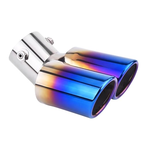 Tubo de escape de acero inoxidable con rejilla doble azul y acabado premium para coche