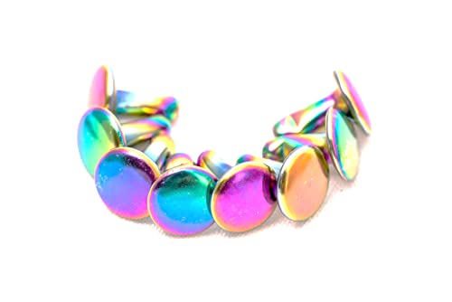 4mm, 6mm, 8mm Rainbow Double Cap Rivets, Metal Button Round, Rapid Rivet, Rivet Studs for Purse Bags Handbags Shoes Belts Leather Craft DIY (50pcs) (6mm)