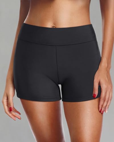 Zmart Women's 3" High Waisted Swim Shorts Full Coverage Swimsuit Bottoms Bathing Suit Boy Shorts 6