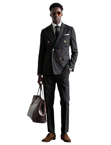 Costume rayé homme ensemble deux pièces veste croisée et smoking chic