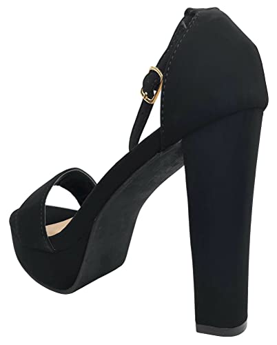 Top Moda Over The Toe Strap Ankle Strap Platform High Heel Open Toe Dress Sandal, Black, 9 #TOP2