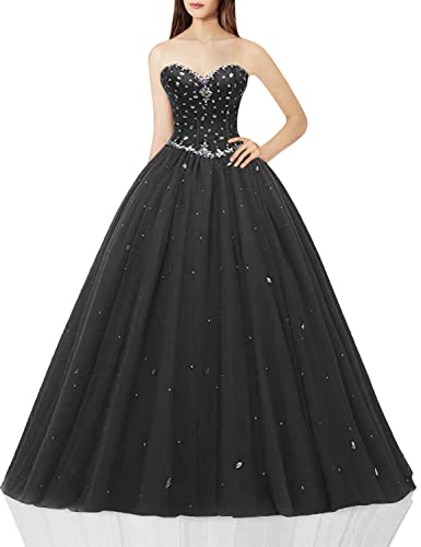 Image of Likedpage Women's Sweetheart Ball Gown Tulle Quinceanera Dresses Prom Dress