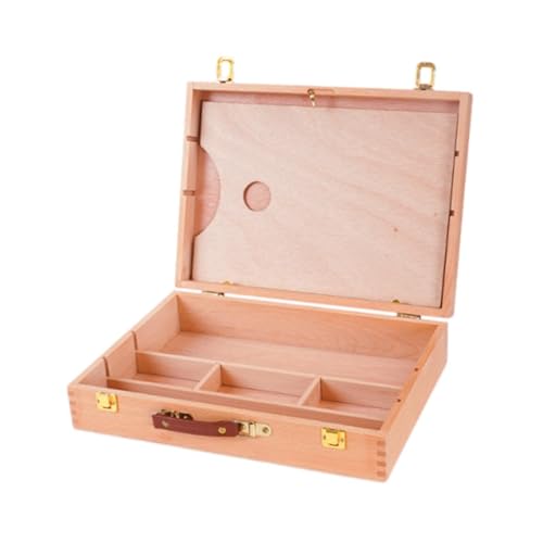 Gitohoni Caja para Suministros de Artista de Madera Organizador de Pinceles Y Estuche con Paleta Maletín Versátil con Compartimentos Adecuado para Transporte, M