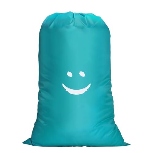 Flintronic Sac à Linge Large, 120L Sacoche à Linge Pliable, Sac Visage Souriant avec Cordon de Serrage, Léger Sacs de Linge Pliables pour Hôtel Dortoir Voyages
