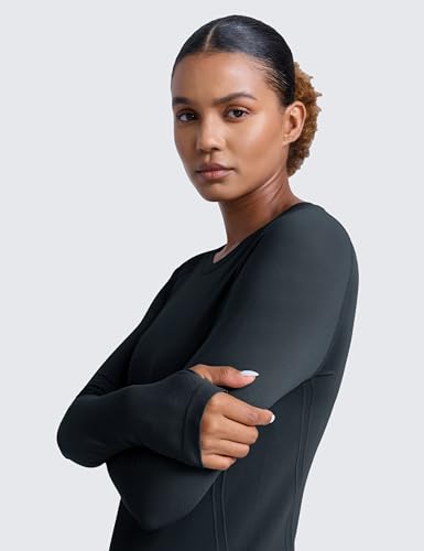Image of CRZ YOGA Seamless Top Waist Length | Training, Chafe-Free, Slim Fit, Raglan Sleeves, Mesh Vents, Workout, Long Sleeve Shirts for Women