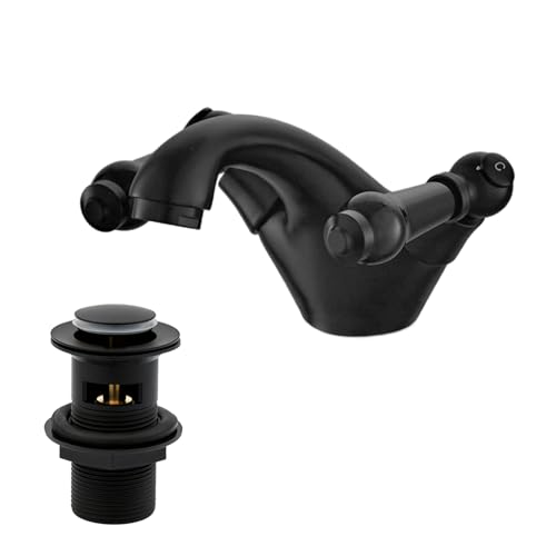 Matte Black Victoria Bathroom Sink Tap for Basin with Pop Up