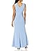 Dress the Population Women's Sandra Plunging Thick Strap Solid Gown with Slit Dress Dress, Sky, XXS